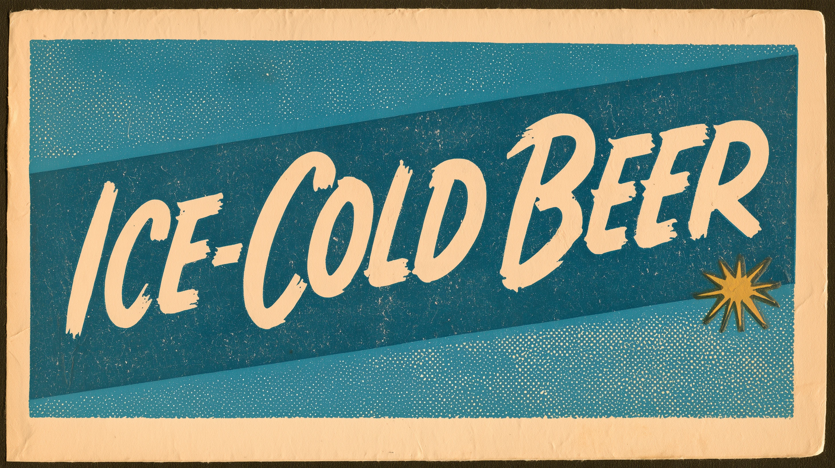 Painted roadside sign — ICE-COLD BEER.